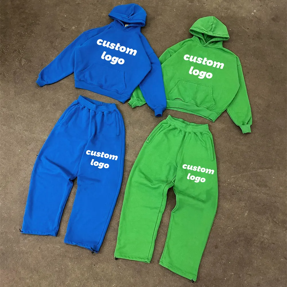 Sudadera con capucha de gran tamaño y pantalones de chándal conjuntos de chándales unisex Puff impresión Sudadera con capucha fabricante