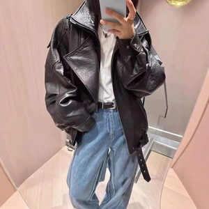 Nouvelle veste bomber décontractée pour <span class=keywords><strong>femme</strong></span>, style motard, courte, ample, pour l'automne, avec doublure en polyester - Product Image 3