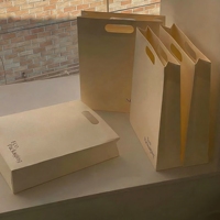 Sacs en papier de luxe personnalisés avec poignées découpées, pour emballages cadeaux, maquillage, cosmétiques, durables, roses, réutilisables