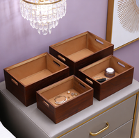 Boîte de rangement carrée en bois écologique de style européen, capacité 1-3L, organisateur de bureau polyvalent, pour le bureau, le maquillage, la salle de bain, la cuisine