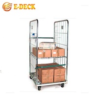 2 côtés emboîtable européenne rouler un cadre de fil d'acier de stockage chariot palette conteneur chariot à roulettes