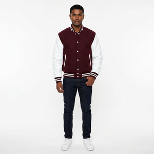 Premium Canvas Custom Varsity Letterman <b>Jacket</b> Front Logo Windproof Hooded Quilted <b>Jacket</b> Wholesale <b>Men</b> - Product Image 1