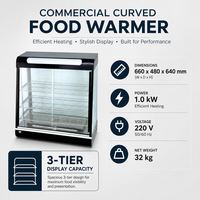 Vitrine chauffante commerciale pour aliments 220V 1kW, 3 étagères, chauffe-plats de comptoir pour boulangerie, café, restaurant, restauration rapide, présentation de snacks