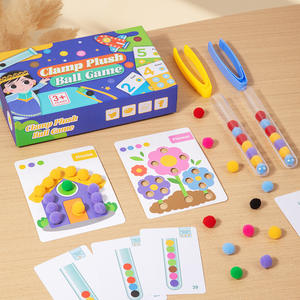 Jeu <span class=keywords><strong>de</strong></span> tri <span class=keywords><strong>de</strong></span> pompons, jouet <span class=keywords><strong>de</strong></span> motricité fine pour la reconnaissance des couleurs avec pinces et tubes à essai pour l'apprentissage précoce en classe préscolaire - Product Image 4