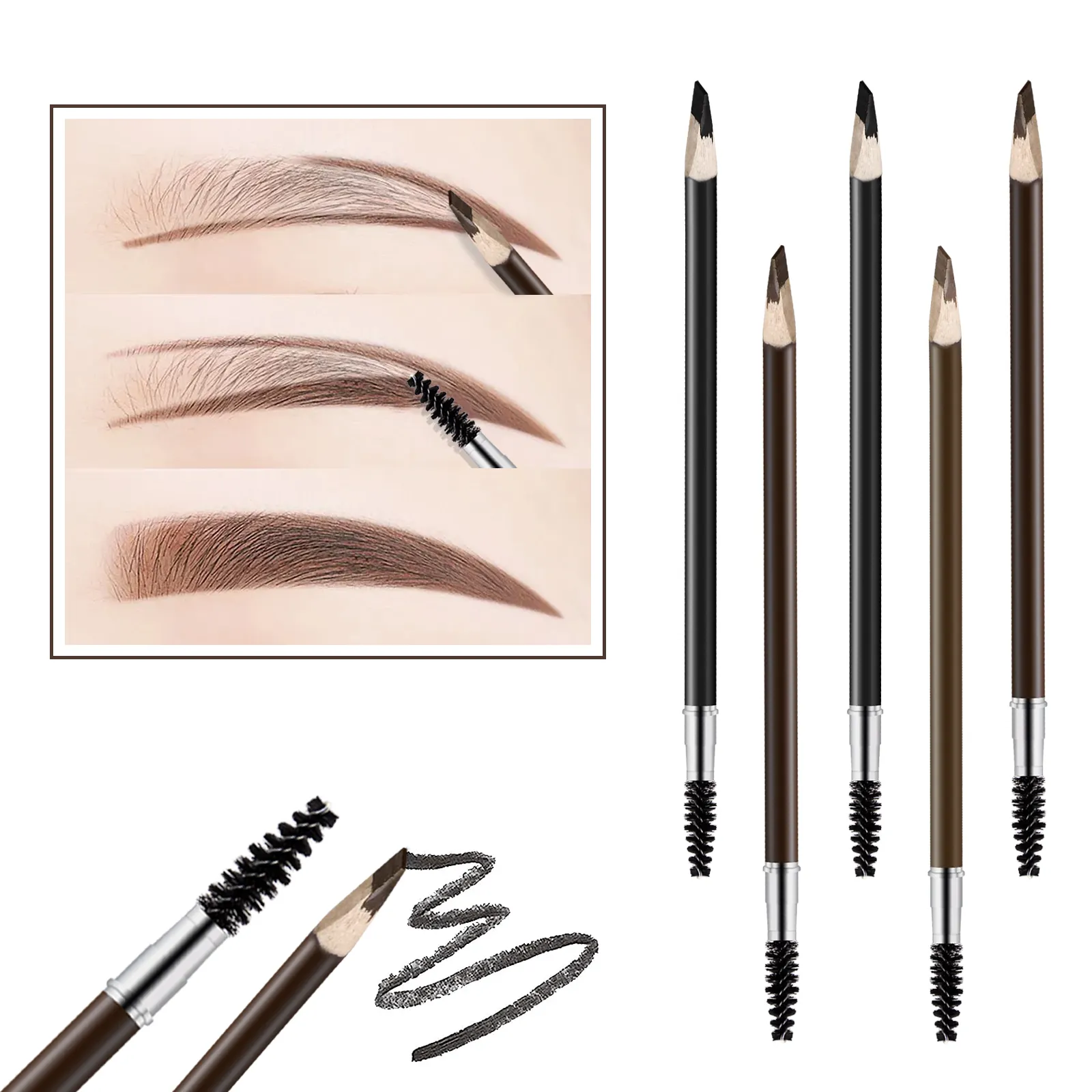 OEM Long Lasting Wooden Naginata Eyebrow Pencil for Eyebrow Hair strokes Drawing and Eyebrow Shaping
