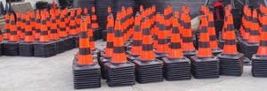 Nón giao thông cao su màu đen với băng phản chiếu linh hoạt nhựa an toàn đường cảnh báo dấu hiệu hình nón - Product Image 5
