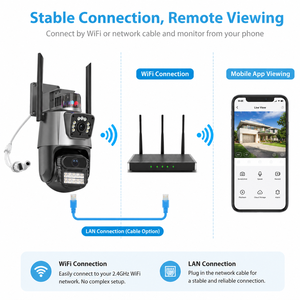 Caméra de sécurité dôme ICSEE à suivi automatique, prix usine, 6MP, triple objectif, double écran, zoom 8X, surveillance vidéo extérieure sans fil ICsee NVR - Product Image 6