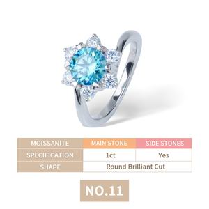 Customized Jewelry 925 Sterling Silver Fine Jewelry Snowflake Style Ocean Blue Round Brilliant Cut Moissanite Diamond - Product Image 6