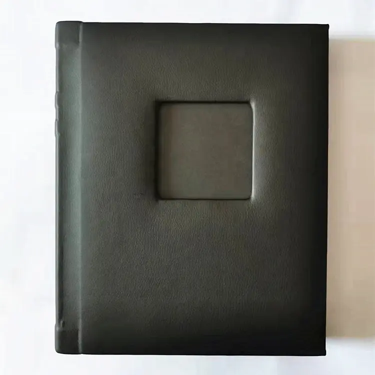 Wholesale handmade faux leather custom self stick 5x7 photo album book with picture window