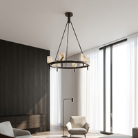 Lustre moderne de luxe en cuivre massif et albâtre espagnol, directement de l'usine, avec éclairage LED et garantie de 3 ans, idéal pour salon et salle de thé.