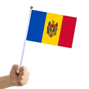 Рекламный продукт, лидер продаж, дешевая печать на экране 20x30 см, 100% полиэстер, двусторонний пользовательский флаг молдовской руки