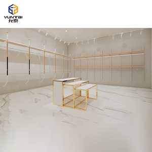 رف ملابس لمتجر بوتيك، طاولة تخزين ذهبية قائمة بذاتها، رف ملابس مثبت على الحائط، طاولة عرض متداخلة - Product Image 2