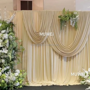Rideau de fond de scène de mariage Muwei en soie glacée, draperie décorative ondulée pour plafond - Product Image 3