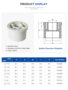 Chất Lượng Cao Khác Nhau Thông Số Kỹ Thuật Ống Phụ Kiện ASTM D1785/2466 Lịch Trình 40 Pvc <span class=keywords><strong>Reducer</strong></span> <span class=keywords><strong>Bushing</strong></span> - Product Image 4