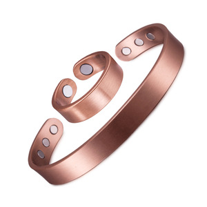<b>Copper</b> Alloy Magnetic <b>Bracelet</b> Ring Adjustable Open Design Unisex Jewelry - Product Image 1