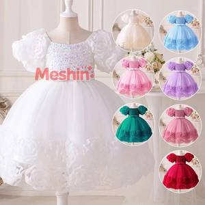 Robe de princesse en tulle rose à paillettes pour petites filles, costume de cosplay, robe de tutu pour anniversaire d'enfants, collection MS 2025, vente chaude - Product Image 1