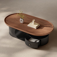 Table basse ovale de style antique, design créatif minimaliste, table centrale en bois pour la maison, table de salon avec rangement, table à thé