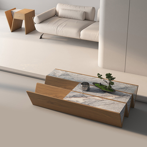 Mesa de <span class=keywords><strong>centro</strong></span> rectangular moderna para sala de estar, mueble de <span class=keywords><strong>centro</strong></span> con diseño de Ángel de madera y mármol - Product Image 2