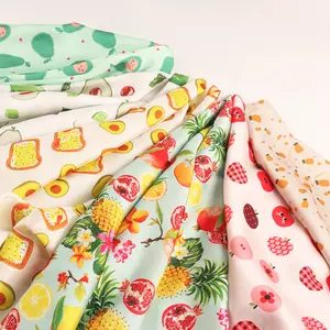 FEICHI NO MOQ Sunny โพลีเอสเตอร์ไฟแอปเปิ้ลผ้าซาตินที่กำหนดเองผ้าชีฟองพิมพ์สำหรับการแต่งกาย