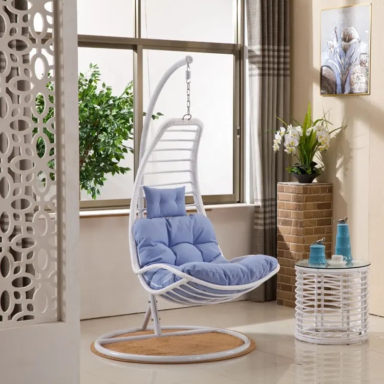 Garden Hanging Rattan Chair Patio Swing Chair With Stand Indoor Outdoor Furniture