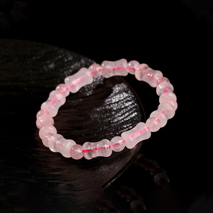 Bracciale in Cristallo Rosa Naturale da 8mm con Perline Rotonde di Quarzo Rosa e Distanziatori a Giunto di Bambù, Portafortuna per Donne e Ragazze - Product Image 6