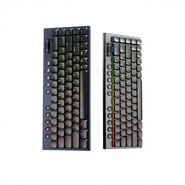 Anti-Ghosting Mechanical Gaming Keyboard with RGB Backlight Blue Switch Volume Knob & Multimedia Keys 84-Key USB