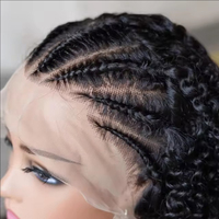Pelucas trenzadas 13x4 de cabello humano virgen vietnamita, rizadas afro, con encaje frontal para mujer, súper doble densidad, alta densidad