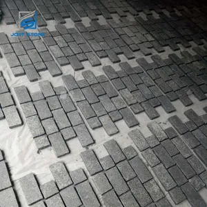 Высокое качество G684 черный гранит Z-образная натуральная дорожная тротуарная плитка на сетке