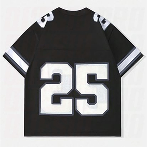 Camiseta de fútbol americano negra para hombre, número 25, de malla transpirable, manga corta, cuello redondo, corte regular, ropa deportiva para adultos, atlética - Product Image 1