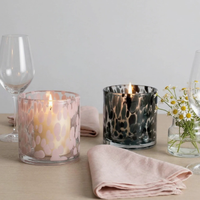 Produit phare : Pot à bougie en verre coloré effet éclaboussures, style nordique, support décoratif vide pour bougie, très vendu à l'international