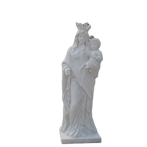 Großhandel weißer Marmor Mary katholische religiöse Statuen
