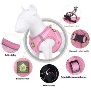 Grosir tali kekang hewan peliharaan desain baru tali anjing sejuk reflektif untuk anak anjing produk hewan peliharaan bergaris kancing taktis mewah - Product Image 3