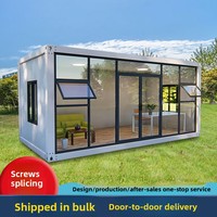 Maison conteneur modulaire préfabriquée en verre bureau portable avec design pliable pour espace de travail extérieur