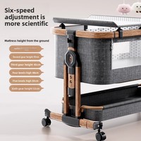 Lit cododo moderne pour bébé, berceau portable réglable en hauteur avec roulettes et panier de rangement pour nouveau-né