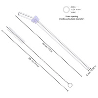Vente en gros de gobelets en verre borosilicaté réutilisables colorés de 8mm de long avec nœud papillon Accessoires pour boire Pailles