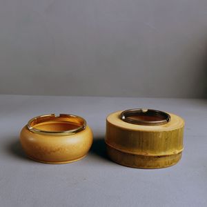 Bamboo Ashtray Round Desktop Traditional Chinese Style Made From Raw Bamboo Joints - Product Image 2