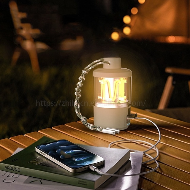 Vintage Portable Hanging ABS USB C Rechargeable Lantern Camping Lights for Hiking