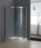 Luxe Boog Vorm Aluminium Frame Douchecabine Hoek Glijdende Glazen Douchewand Voor Badkamer