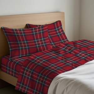 Juego de Sábanas con Diseño de Kilt, 100% Algodón, Tamaño Francés, Incluye Fundas de Almohada - Product Image 1