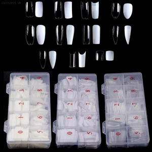 500 Uñas Postizas Cortas Tipo Ataúd, Transparentes, Cobertura Media/Completa, Acrílicas, Francesas, Artificiales, 10 Tamaños, Uñas a Presión para Salón - Product Image 1