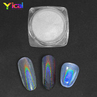 Pigment de revêtement en oxyde de fer inorganique holographique blanc effet aurore, paillettes lâches multichrome pour nail art, poudre laser arc-en-ciel