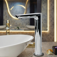 Robinet de lavabo moderne et contemporain en acier inoxydable, sans contact, à eau froide, à poser sur le comptoir, pour salle de bain et chambre