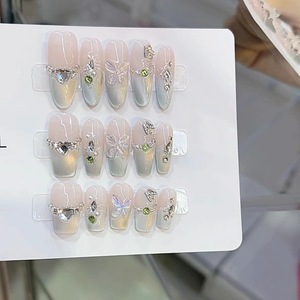 Set de 10 <span class=keywords><strong>Uñas</strong></span> Postizas Hechas a Mano <span class=keywords><strong>con</strong></span> Diseño de Ojo de Gato y Degradado <span class=keywords><strong>Nude</strong></span>, Cobertura Completa <span class=keywords><strong>con</strong></span> Pegamento, <span class=keywords><strong>Uñas</strong></span> a Presión - Product Image 3