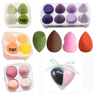 Private Label Wet And Dry Dual-Use Puff Makeup Sponge Oem Latex Non Latex Tools Soft Double Side Personalised Beauty Sponge 4pcs