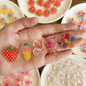 Hot Selling Acrylic Hand Print Jewelry <b>Bracelet</b> <b>Beads</b> Strawberry Shapes Loose <b>Beads</b> Resin Charms - Product Image 1