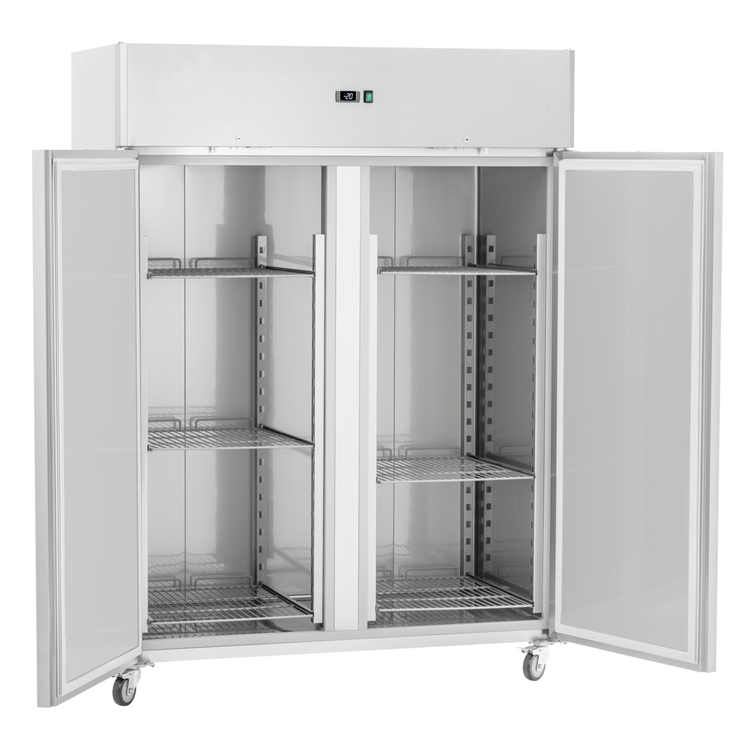 Commercial Hotel Industry Upright Refrigerator Reach in Fridge 2 Doors Freezer Stainless Steel Chiller