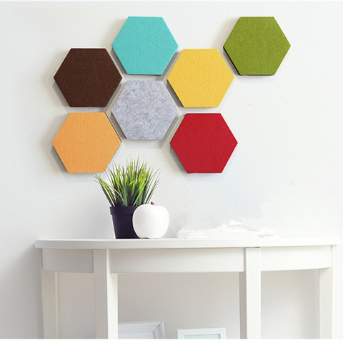Manufacturer Wholesale Message Board Felt Hexagon Colorful 3D Stereo Background Wall Sticker Soundproof Decorative Board
