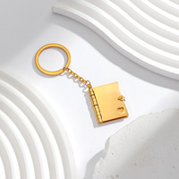 Llavero de Acero Inoxidable con Forma de Libro Abrible y Grabable, Personalizable, Mini Anillo para Llaves con Forma de Libro, Impermeable, para Parejas