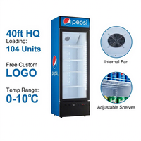 Réfrigérateur Vitrine Commercial OEM à Température Unique avec Porte Vitrée pour Boissons, Idéal pour Supermarchés et Stockage de Boissons en Gros
