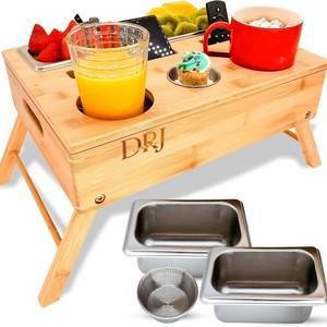 Bamboo Bedside Table With Cup Holder Folding Laptop <b>Desk</b> For Dorm Outdoor Picnic Use <b>Solid</b> <b>Wood</b> Material - Product Image 1
